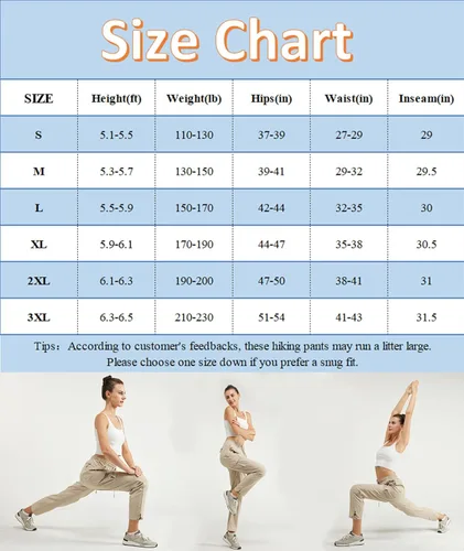 Vista 5 de Women's Hiking Pants Quick Dry Lightweight Water Resistant Cargo Pants Elastic Waist Cargo Athletic Pants for All Seasons