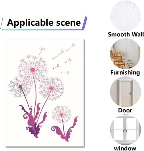 Vista 4 de CRASPIRE 16 Hojas de Vinilo Adhesivo de Diente de León, Adhesivos de Plantas Coloridos, Adhesivos de Flores para Ventanas, Vinilo Impermeable