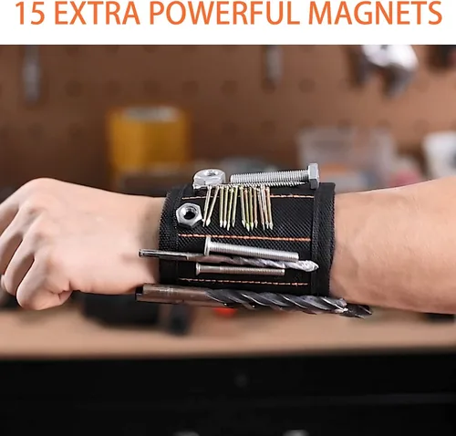 Vista 6 de HIEEY 2 piezas de pulsera magnética para sujetar tornillos, regalos para hombres, correa magnética para sujetar tornillos, accesorios geniales