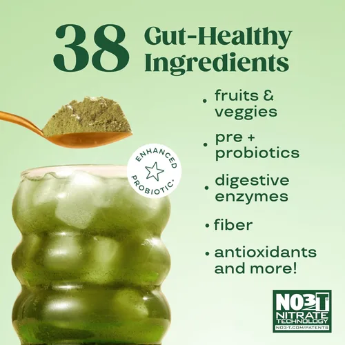 Vista 3 de Bloom Nutrition Polvo de Superalimento de Verduras Verdes, Enzimas Digestivas con Probióticos y Prebióticos, Salud Intestinal, Alivio