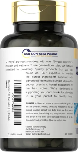 Vista 3 de Carlyle Cápsulas de quercetina de 500 mg con 50 mg de zinc 100 unidades Suplemento sin OMG y sin gluten