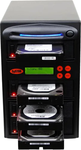Vista 5 de Systor Duplicadora de discos duros HDD/SSD 1:3 - 5.4 GB/minuto - Copiadora y borrador/desinfectante independiente para múltiples discos SATA 3.5