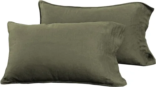 Vista 21 de S VICTORY SYMBOL Fundas de almohada de lino 100% orgánico, 1 par de fundas de almohada de lino natural francés de 20 x 30 pulgadas, color verde