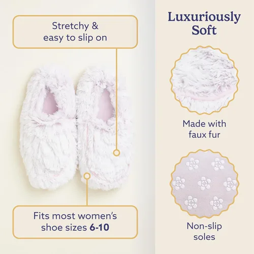 Vista 3 de warmies Pantuflas de casa aptas para microondas para mujer, pantuflas de interior de felpa, suaves y peludas con espalda y suela de espuma