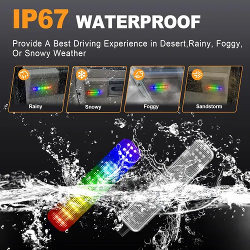 Vista 4 de RGB LED Door Panel Light Interior Courtesy Light Compatible with 1995-1999 Chevy C/K Silverado Sierra Yukon Warning Light Lamp Intended for Hum-mer