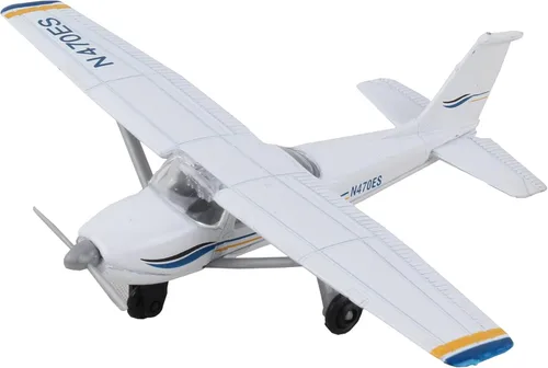 Vista 3 de Daron Runway24 Cessna 172 2000 Skyhawk Azul/Blanco Escala 1:87 Modelo de avión fundido a troquel con pista de aterrizaje