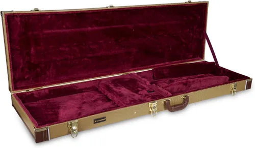 Vista 31 de Crossrock Estuche de madera para guitarra clásica de tamaño completo 4/4, diseño superior arqueado, interior de felpa, pestillos de metal Negro