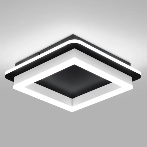 Vista 10 de CANEOE Luz de Techo LED Moderna Negra, Lámpara de Techo Cuadrada de Montaje al Ras para Pasillo, Accesorios de Luz, 6000K Blanco Frío, Lámpara
