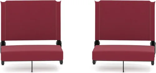 Vista 3 de EMMA + OLIVER Juego de 2 500 lb. Silla ligera de estadio con asiento ultra acolchado, color granate