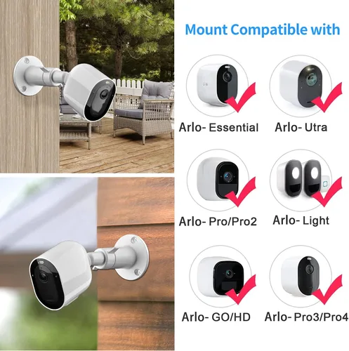 Vista 3 de Soporte de montaje universal para cámara de seguridad, soporte de metal de pared ajustable para interiores y exteriores, compatible con Arlo Pro/Pro