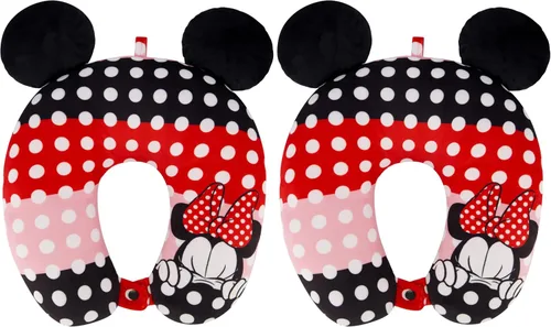 Vista 15 de FUL Disney Minnie Mouse Almohada con capucha para el cuello con orejas 3D, accesorios de viaje para avión, automóvil y oficina, cómoda