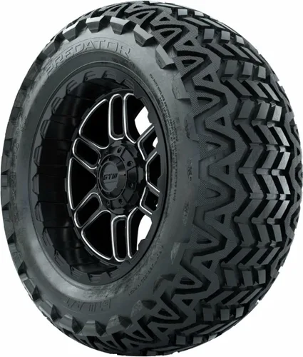 Vista 3 de GTW Combo de ruedas y neumáticos para carrito de golf de 14 pulgadas GTW Titan negro mate/ruedas mecanizadas en neumáticos Predator todo terreno