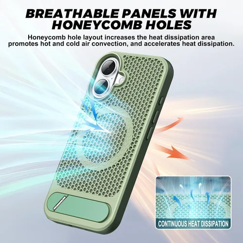 Vista 143 de Funda magnética de disipación de calor para iPhone 13 Pro Max, para MagSafe, protección contra caídas Coolingf, funda con función atril ajustable