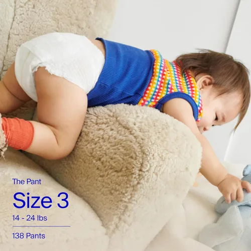 Vista 8 de Coterie The Pant, talla 3, pañales estilo pull-up para piel sensible, hipoalergénicos, súper absorbentes, protección contra fugas durante la noche