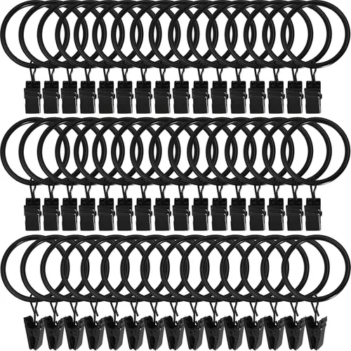 Vista 25 de LLPJS Paquete de 44 ganchos para anillos de cortina, clips para colgar cortinas y lazos, 1 pulgada de diámetro interior, se adapta a barras de hasta