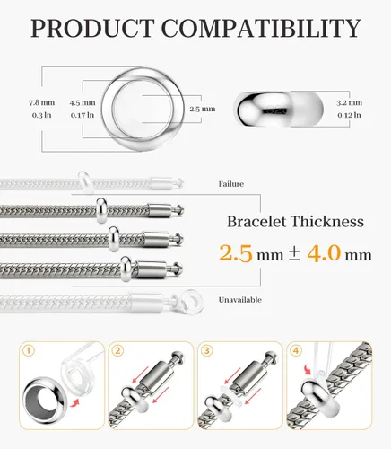 Vista 5 de GW Abalorios redondos de plata de ley 925 para pulseras de dijes para mujeres