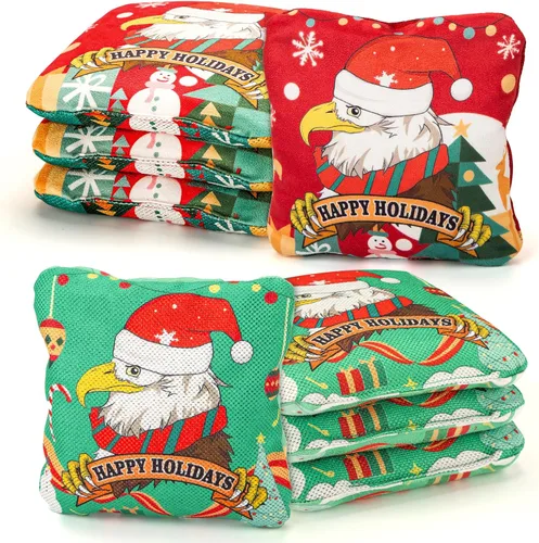 Vista 9 de EunHo Cornhole Bags Regulation Dual Sided Set of 8, Professional Cornhole Bean Bags Slick & Sticky Side Bags with Carry Bag