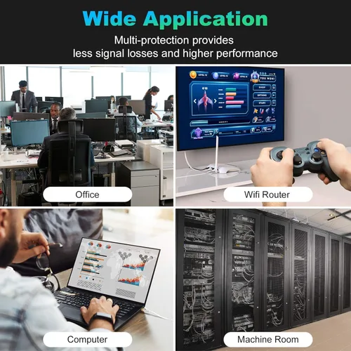 Vista 5 de Folishine Cable Ethernet Cat 6e de 10 pies, cable de red plano con conector RJ45 sin enganches para divisor Ethernet, PS4, Xbox, cable LAN de alta
