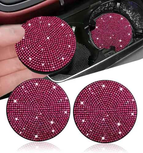 Vista 24 de NBTEPEM 2 posavasos de auto con diamantes de imitación, 2.75 pulgadas, antideslizantes, a prueba de golpes, universal, a la moda, para auto