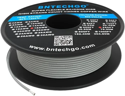 Vista 7 de BNTECHGO Carrete de alambre de silicona calibre 18 de 1000 pies, cable de cobre estañado trenzado de 18 AWG rojo flexible