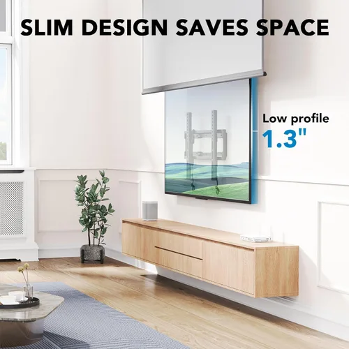 Vista 5 de Pipishell Soporte de pared para TV inclinable con certificación UL, perfil bajo para la mayoría de televisores LED LCD OLED 4K de 23 a 55 pulgadas