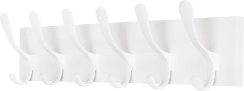 Vista 13 de SKOLOO Perchero de pared estilo escandinavo con 6 ganchos tallados en bloque de madera, colgador de pared para abrigos, sombreros, ropa, bufandas