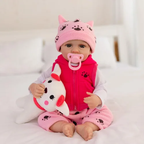 Vista 4 de Muñecas de bebé Reborn realistas, muñeca de bebé recién nacido realista de 18 pulgadas, muñecas de bebé de la vida real, muñeca Reborn suave