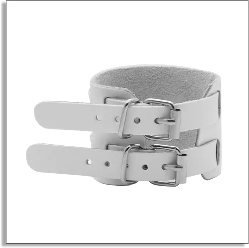 Vista 3 de Pulsera de cuero ancha con hebilla de cinturón de punk rock, Metal, Sin gemas.