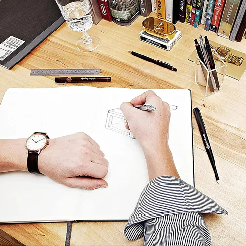 Vista 5 de Lápiz mecánico retráctil rOtring 800, 0.02 pulgadas, barril negro, Plateado (Silver Barrel)