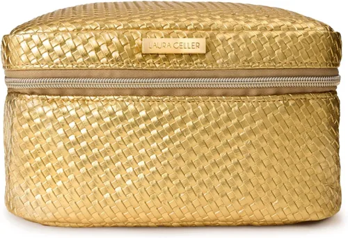 Laura Geller Train Case Makeup Organizer – Structured Cosmetic Bag with Brush Holders, Compartments & Travel-Friendly Storage