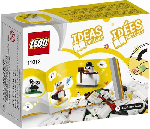 Vista 5 de LEGO Classic Creative White Bricks 11012 Kit de construcción; juego de construcción de juguetes para juego creativo con 3 ideas de construcción