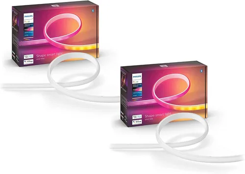 Philips Hue Kits de base de tira de luz LED inteligente para interiores de 6 pies con enchufes, efecto multicolor fluido, paquete de 2, control con