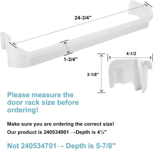 Vista 2 de 240534901 Door Shelf Rack Bar Replacement (2pack) - Compatible with Frigidaire Kenmore Refrigerator Frigidaire Door Retainer Bar Shelve Bin