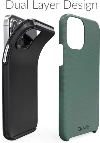Vista 4 de Crave Funda para iPhone 12, iPhone 12 Pro, funda de protección dual para iPhone 12/12 Pro (6.1 pulgadas), color verde bosque