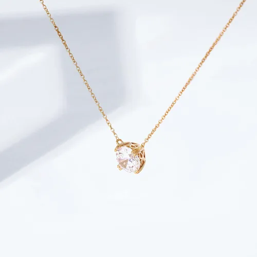 Vista 5 de Tienda Essentials Collar con colgante solitario de plata de ley con corte redondo, elementos infinitos y circonitas cúbicas redondo