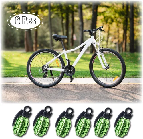 Vista 5 de 6 tapas de vástago de válvula de neumático, tapas de válvula de neumático de acero inoxidable para automóviles, camiones, SUV, motocicletas, Verde
