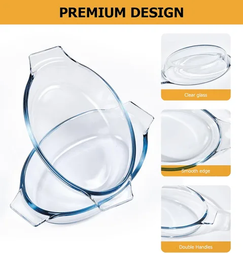 Vista 2 de Mini Casserole Dish Oval 4 Pack, 13oz Glass Baking Dish, Banana Split Bowls, Single Serving, Individual Bakeware Baking Pans for Oven Microwave Air