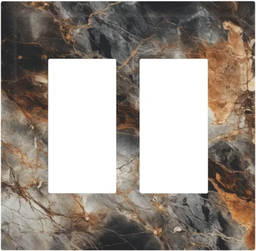 Vista 115 de Cubiertas de salida de impresión de líneas doradas de granito de mármol marrón, 1 palanca y 1 combinación basculante, placa decorativa de pared