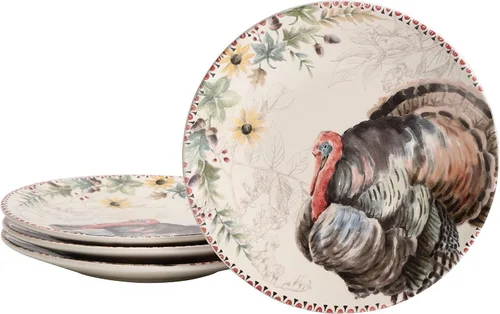 Bico Blessing Season - Juego de 4 platos de cerámica grandes de 11 pulgadas para pasta, filete, elegantes platos para servir, aptos para microondas