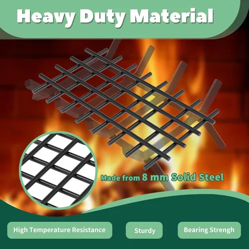 Vista 3 de Retenedor de brasas de rejilla para chimenea, 16 x 10 pulgadas, malla de retención de brasas de rejilla de chimenea, acero sólido extra grueso