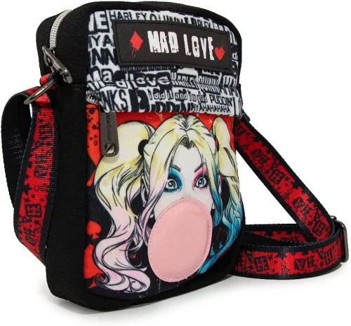 Vista 2 de Hebilla hacia abajo Dc Comics Bolsa, cuerpo cruzado, Harley Quinn, Amor loco, lona, Harley Quinn