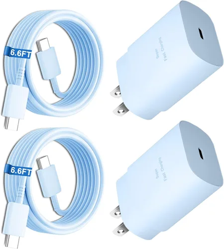Vista 21 de Cargador súper rápido tipo C, bloque de cargador de pared rápido USB C de 25 W y cable de carga rápida súper largo de 8 pies para Samsung Galaxy