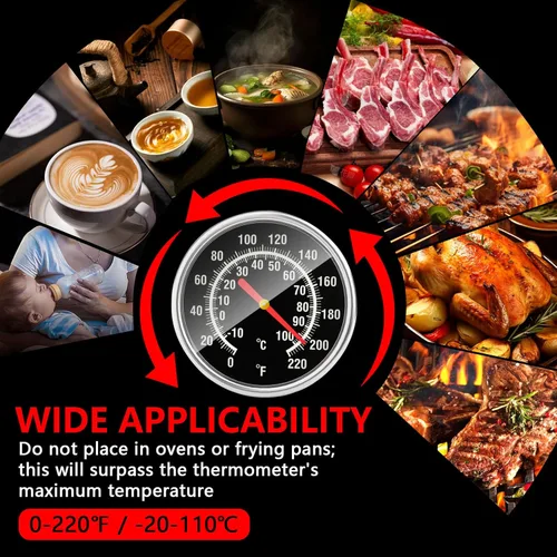 Vista 5 de Termómetro de carne de lectura instantánea – Termómetro de alimentos de acero inoxidable para asar a la parrilla, cocinar, barbacoa, termómetro