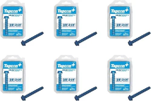 Vista 20 de Tapcon + Anclajes de hormigón de cabeza hexagonal de alta resistencia de 1/2 x 3 pulgadas, 10 unidades, revestimiento climático azul resistente a