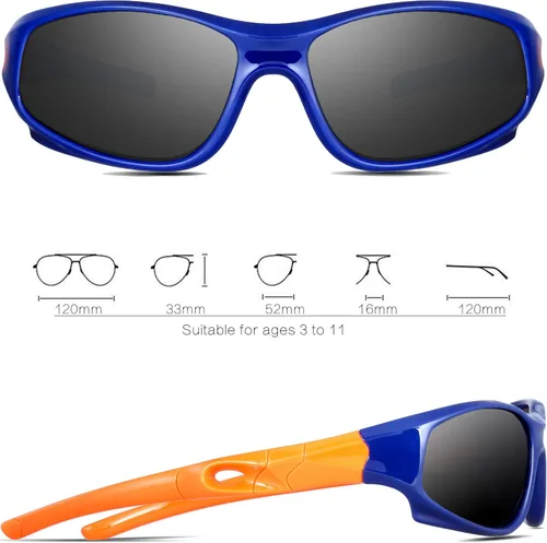 Vista 2 de ATTCL lentes de sol modelo TR90 estilo Wayfarer, polarizados, para niños y niñas de 3 a 10 años de edad