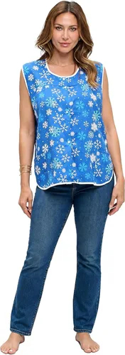 Casual Nights Delantal de Fregado Tejido con Cierre de Presión Frontal y Bolsillos para Mujer Smock Cobbler - Delantales Tipo Chaleco Multiuso Azul