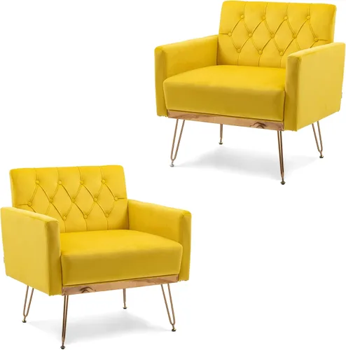 Vista 10 de Olela Silla decorativa de terciopelo con brazo para sala de estar, sillón moderno, sofá individual, acogedora silla auxiliar tapizada para lectura