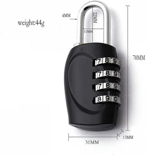 Vista 4 de 4-Dial Combination Padlocks (2 Pack) - Resettable Metal Security Locks for Luggage, Gym, Travel & Storage (Black)