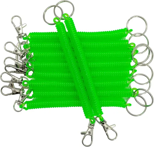 Vista 11 de StayMax Llavero de resortes helicoidales retráctiles, cordón para llavero, 10 unidades (negro), Negro