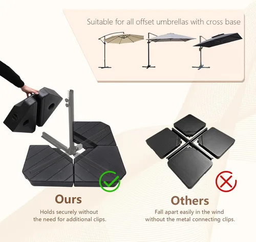 Vista 3 de C-Hopetree Soporte de pesos base resistente de 229 libras para sombrilla de patio al aire libre en voladizo, juego de 4 piezas, color negro